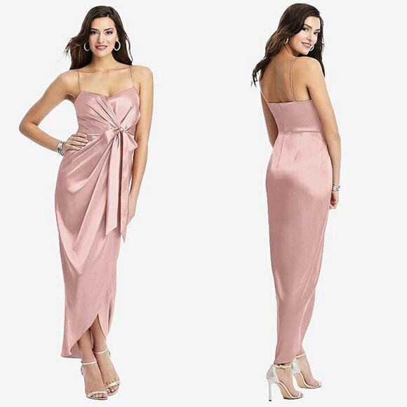 NWT AFTER SIX FAUX WRAP MIDI DRESS TULIP SKIRT Desert ROSE style 6828 6 - Picture 1 of 8